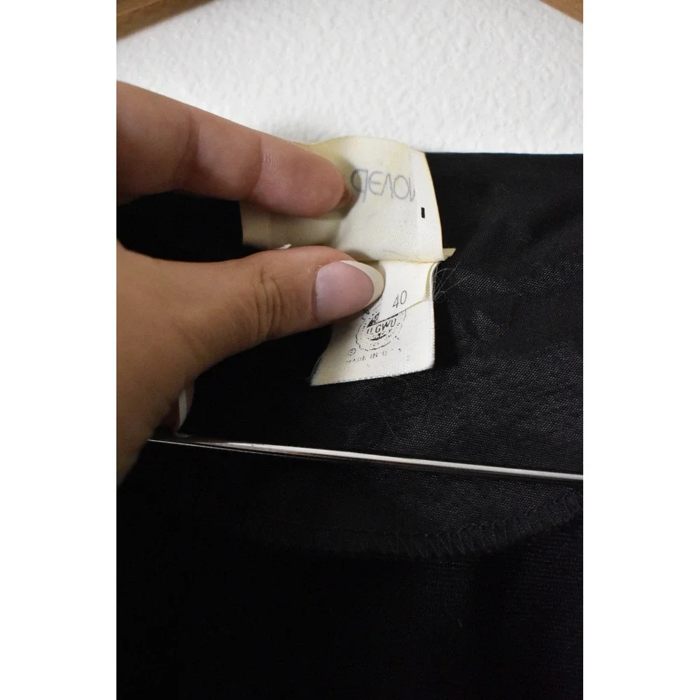 Lady Devon Velvet Blazer Women 40 Black Vintage 80s Collarless Pocket Jacket